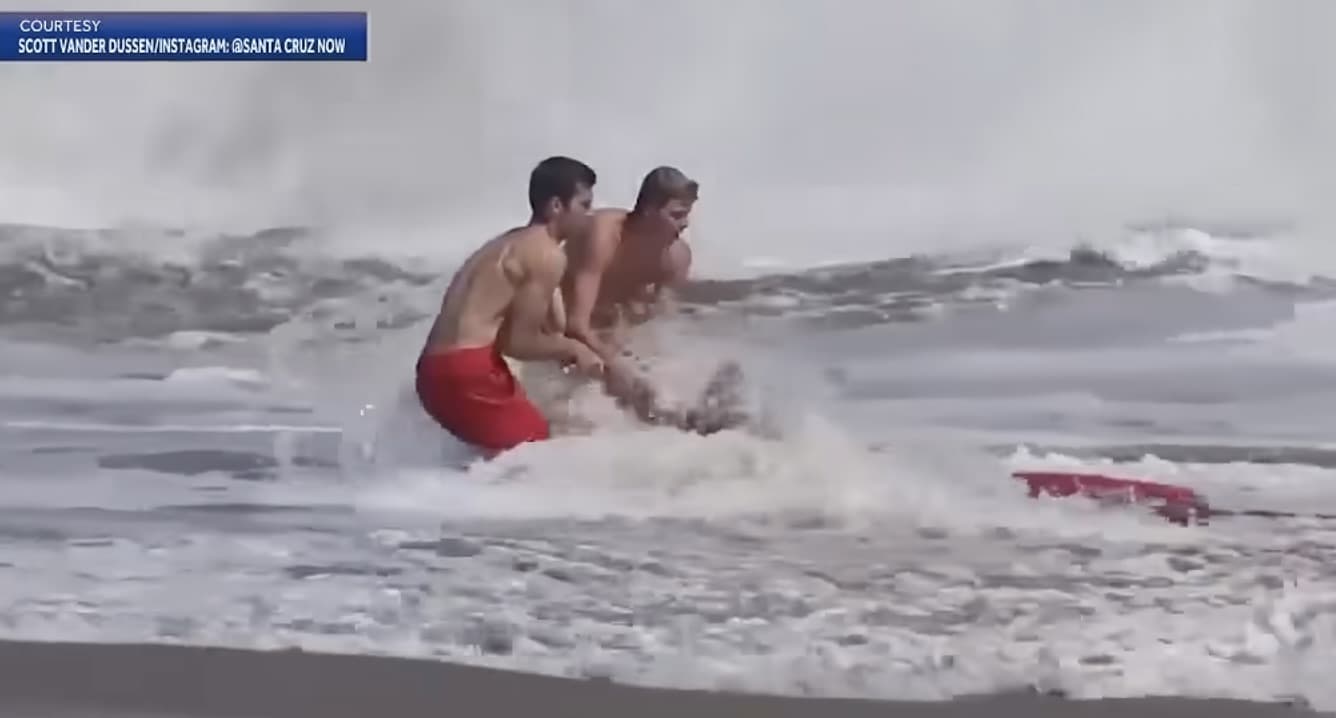 Teen Lifeguard Fearlessly Rescues Boy from Powerful Wave